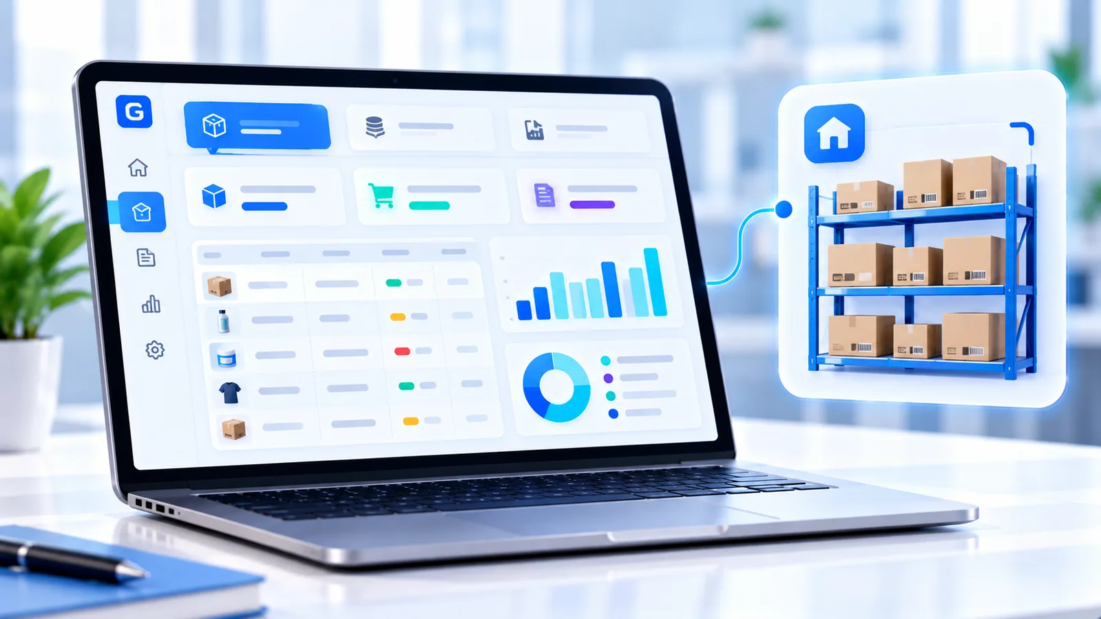 ERP support dashboard screen, order and stock tracking