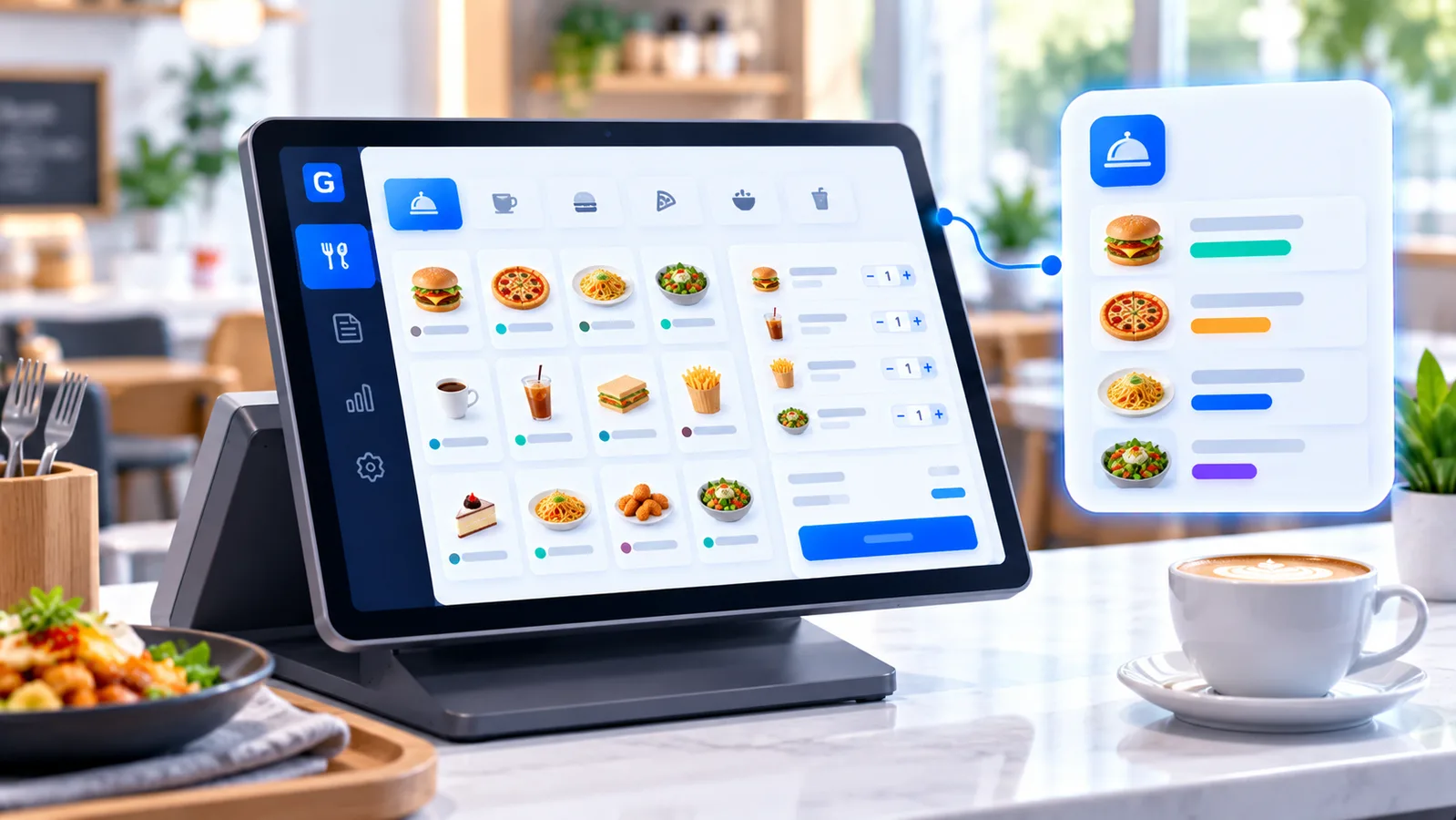 Restaurant order and table management screen