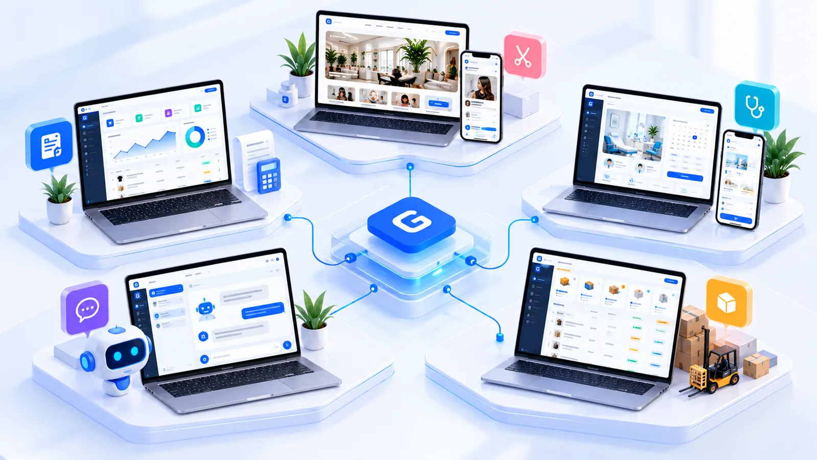 All GURU AI TECHNOLOGIES services connected around one platform